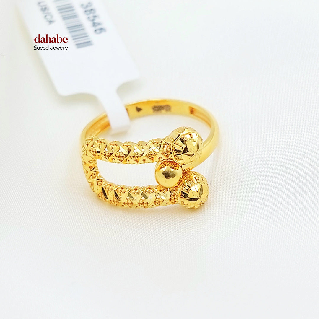 21K Gold Ball-End Ring