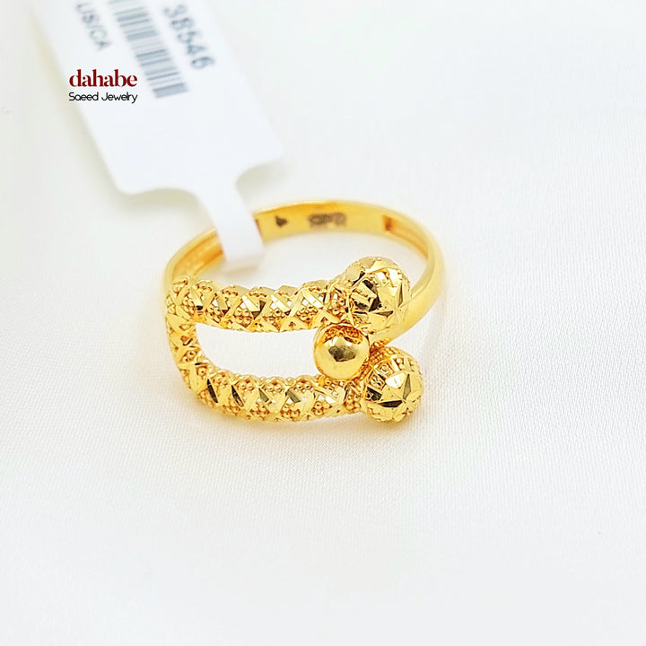 21K Gold Ball-End Ring