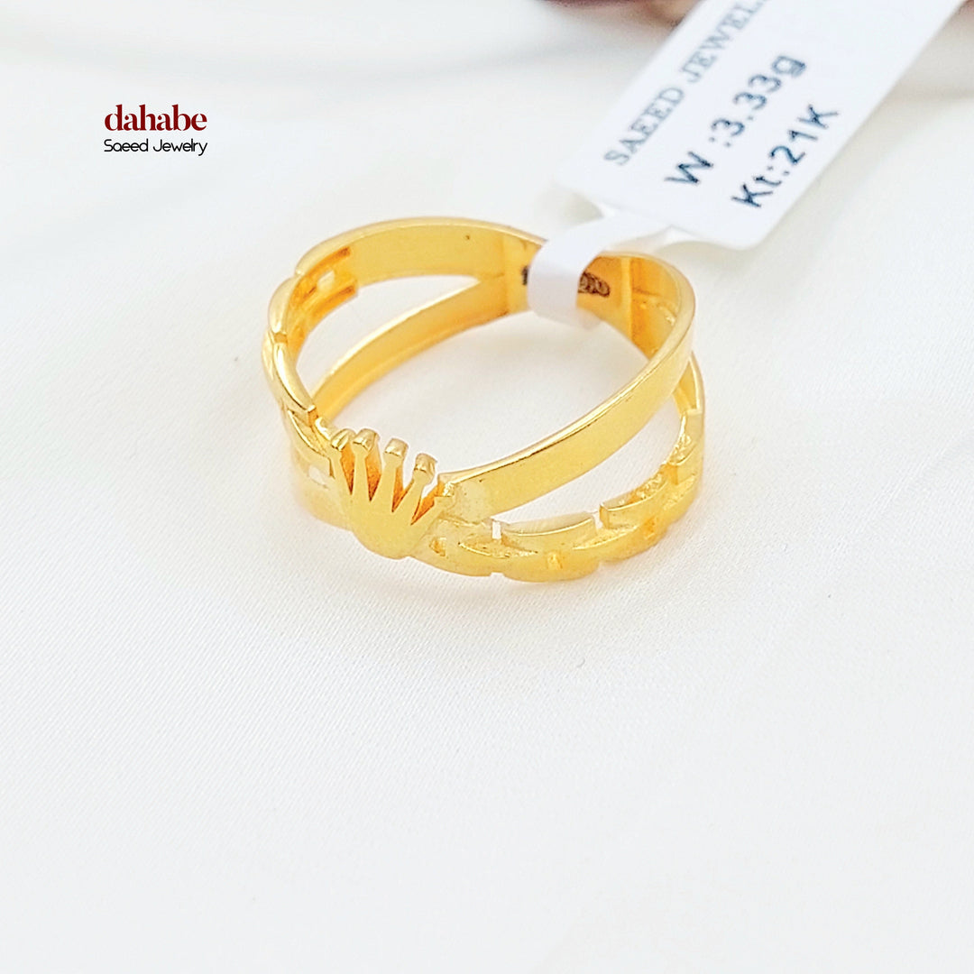 Deluxe X Style Ring Made of 21K Gold by Saeed Jewelry 