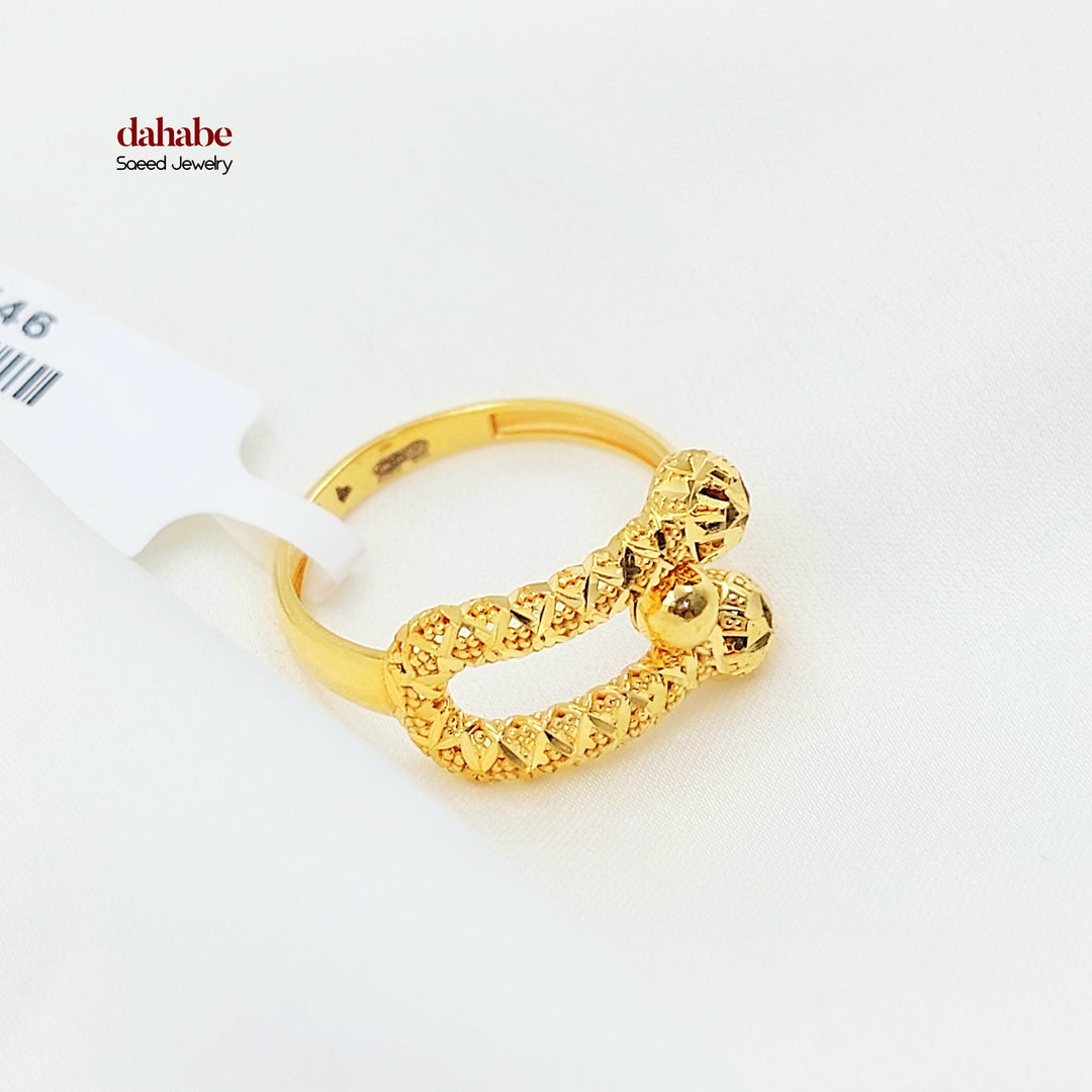 21K Gold Ball-End Ring