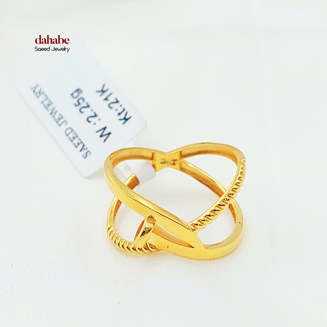 Deluxe X Style Ring Made of 21K Gold by Saeed Jewelry 
