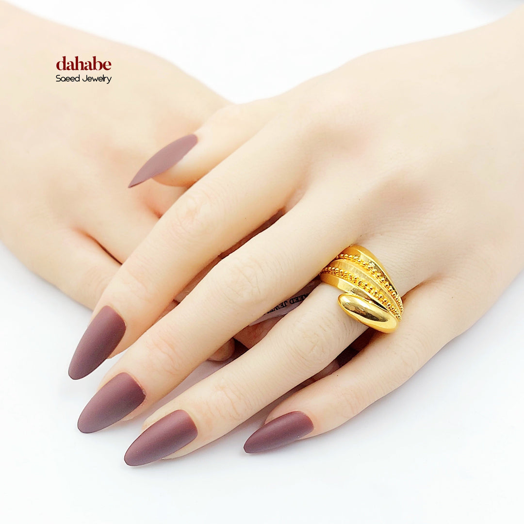21K خاتم جنزير مرصع-مجوهرات الشيخ سعيد-Saeed Jewelry 