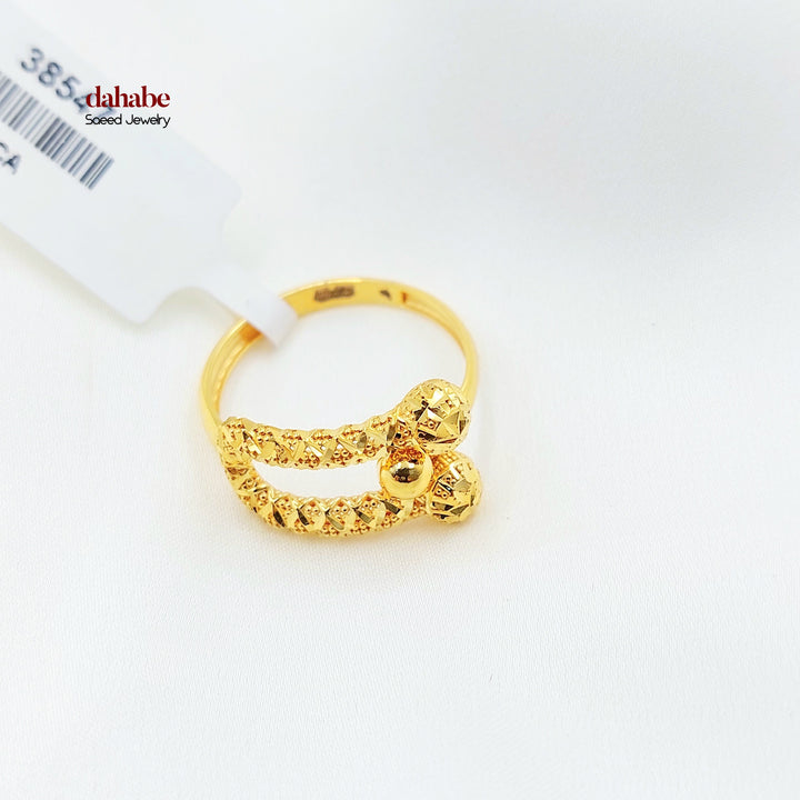 21K Gold Ball-End Textured Ring