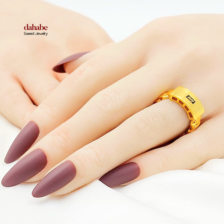 Deluxe Cuban Links Ring Made of 21K Gold by Saeed Jewelry 