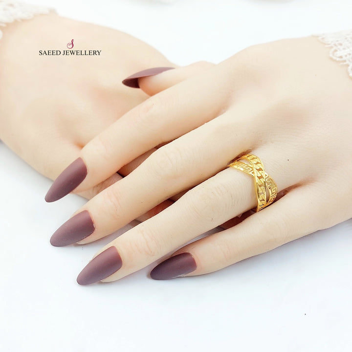 Deluxe X Style Ring Made of 21K Gold by Saeed Jewelry 