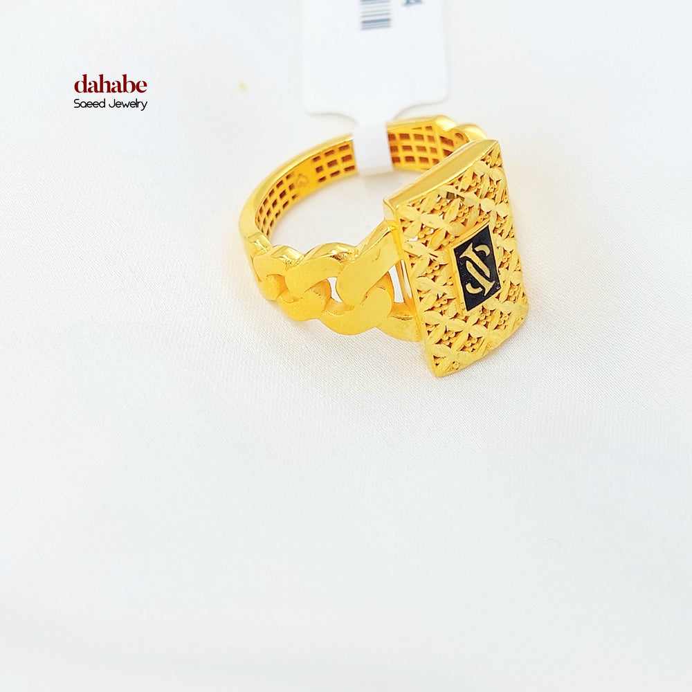21K Gold Cuban Link Signet Ring