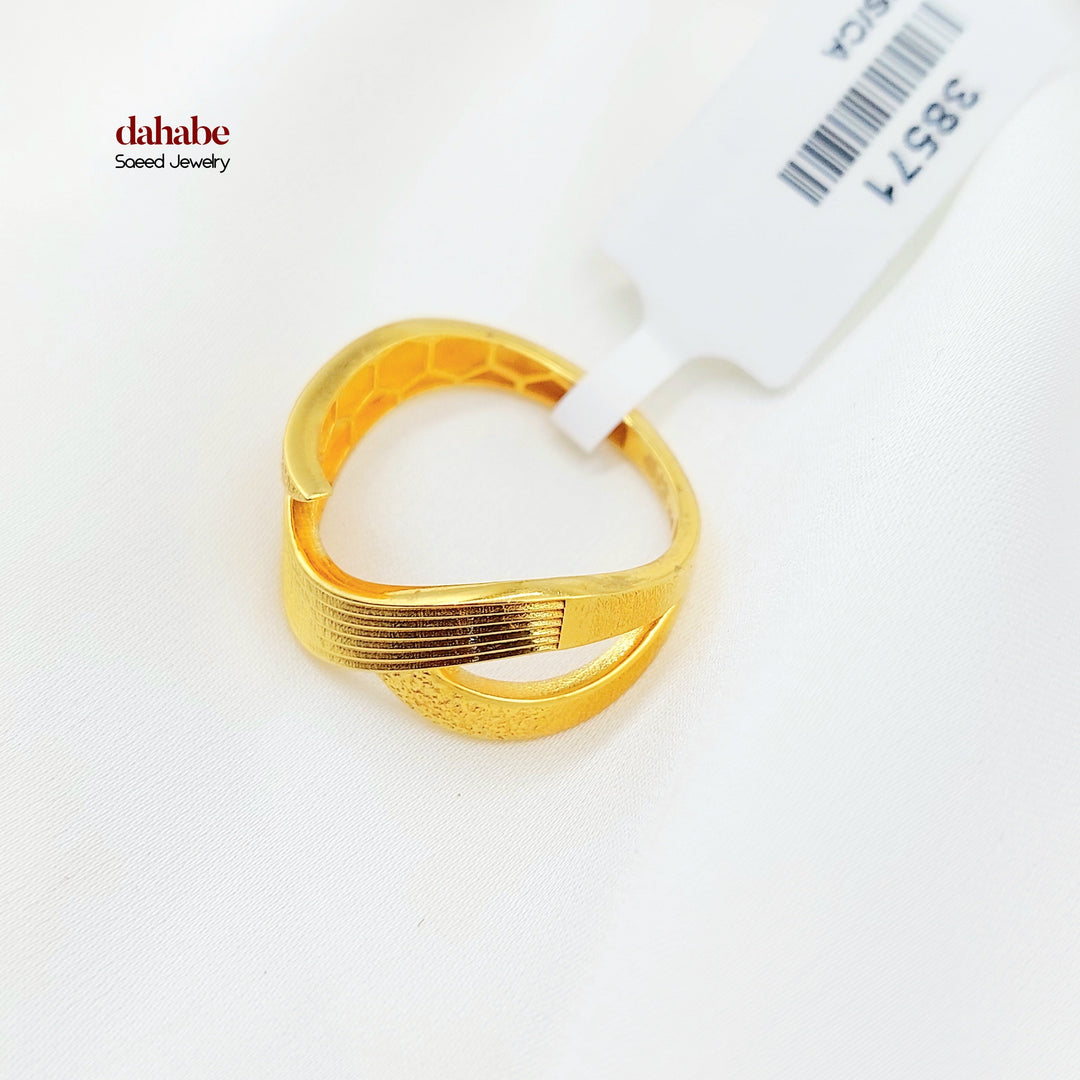 21K Gold Ribbed Crossover Ring