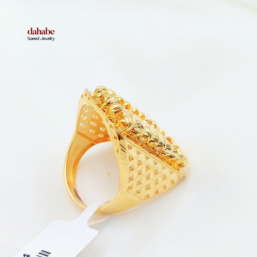 21K Gold Textured Statement Ring