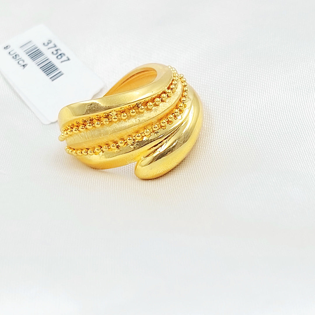 Zircon Studded Cuban Links Ring Made of 21K Gold by Saeed Jewelry 