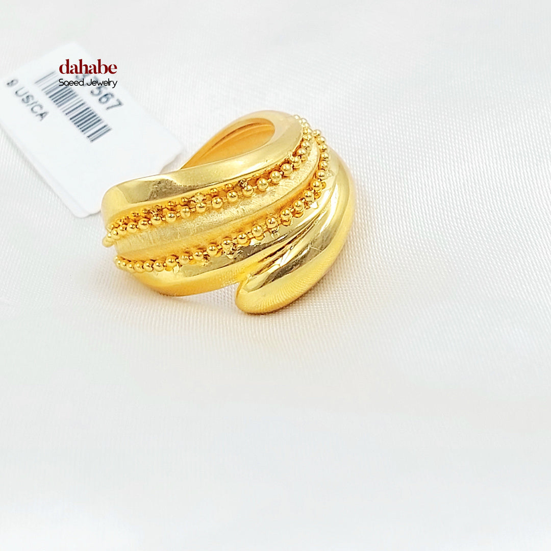 21K خاتم جنزير مرصع-مجوهرات الشيخ سعيد-Saeed Jewelry 