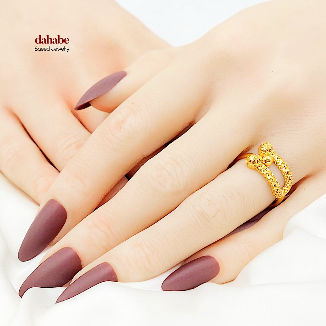 21K Gold Ball-End Ring