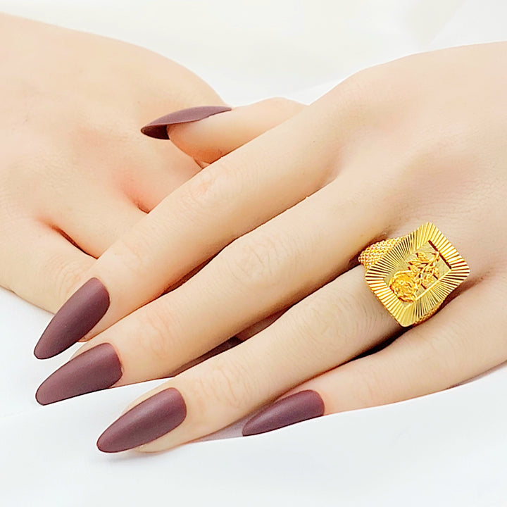 Deluxe Ounce Ring Made of 21K Gold by Saeed Jewelry 