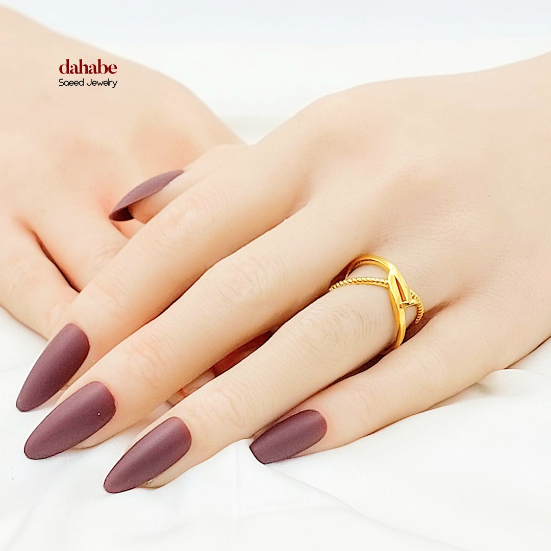 Deluxe X Style Ring Made of 21K Gold by Saeed Jewelry 
