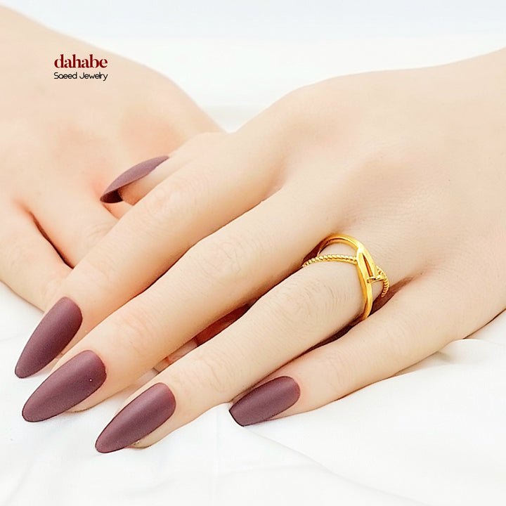 Deluxe X Style Ring Made of 21K Gold by Saeed Jewelry 