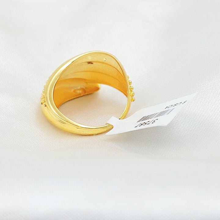 Zircon Studded Cuban Links Ring Made of 21K Gold by Saeed Jewelry 
