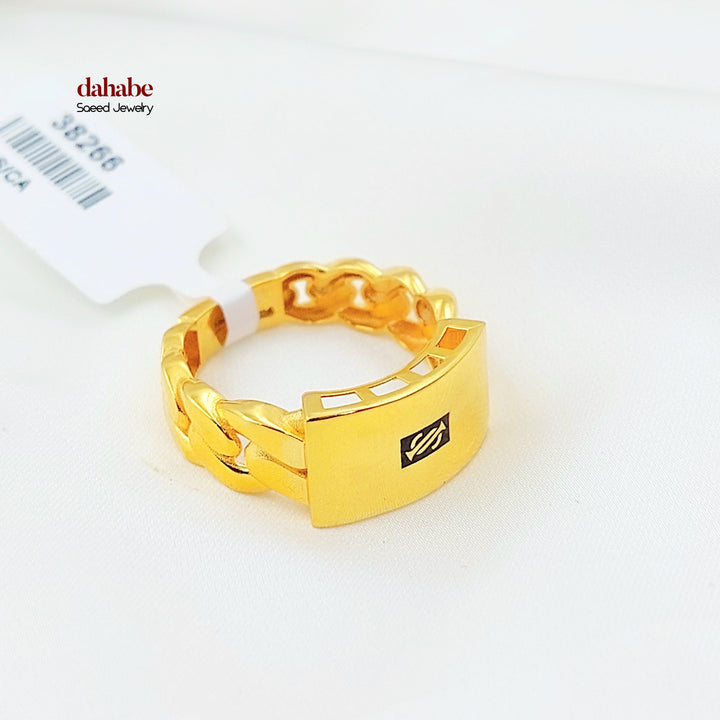 Deluxe Cuban Links Ring Made of 21K Gold by Saeed Jewelry 