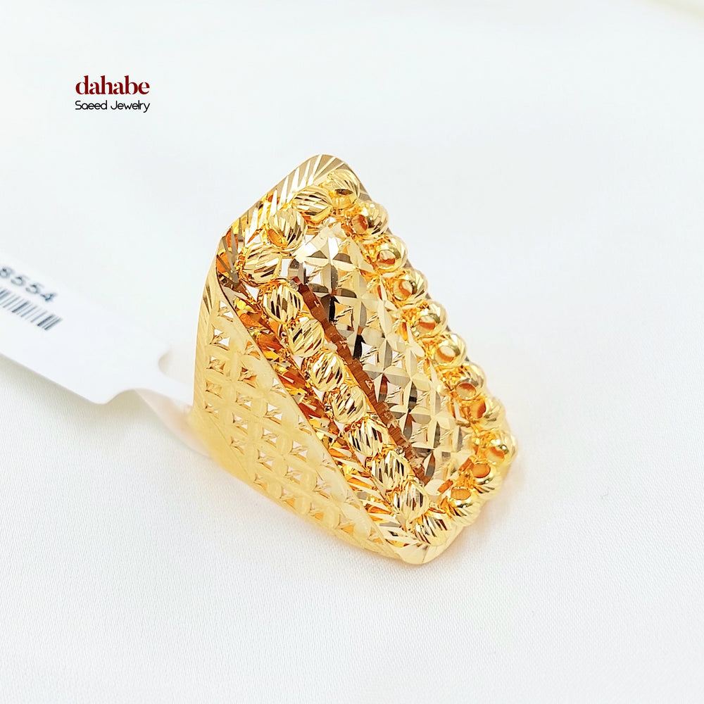 21K Gold Textured Statement Ring