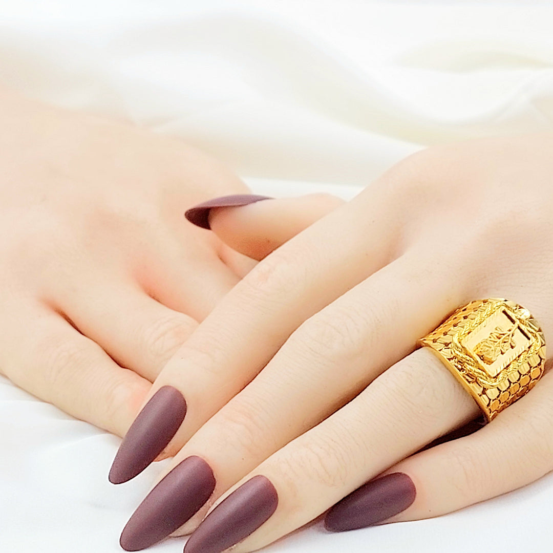Deluxe Ounce Ring Made of 21K Gold by Saeed Jewelry 