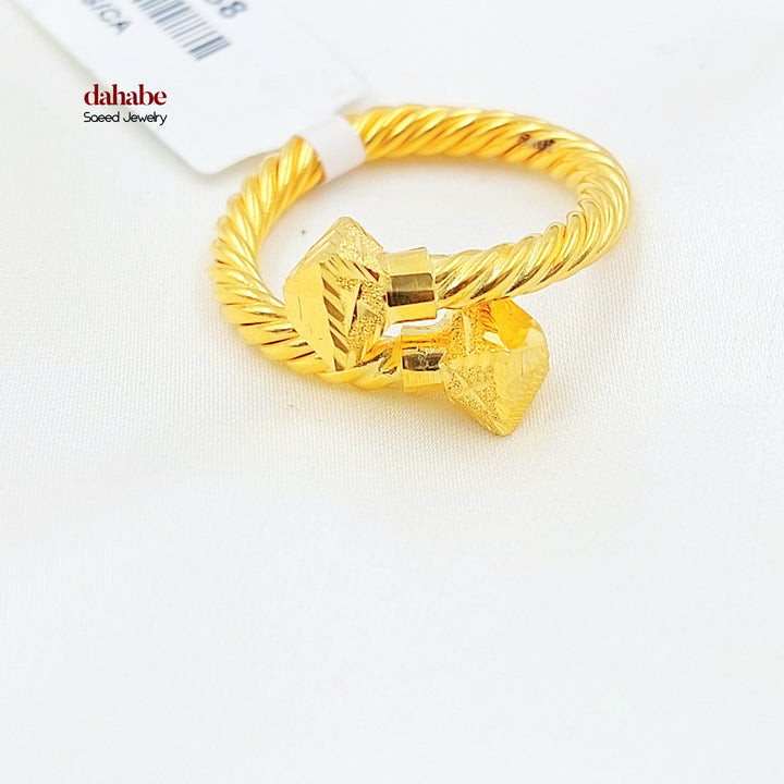 Deluxe Twisted Ring Made of 21K Gold by Saeed Jewelry 