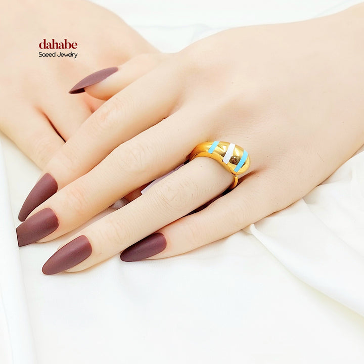 21K Gold Blue &amp; White Accent Ring