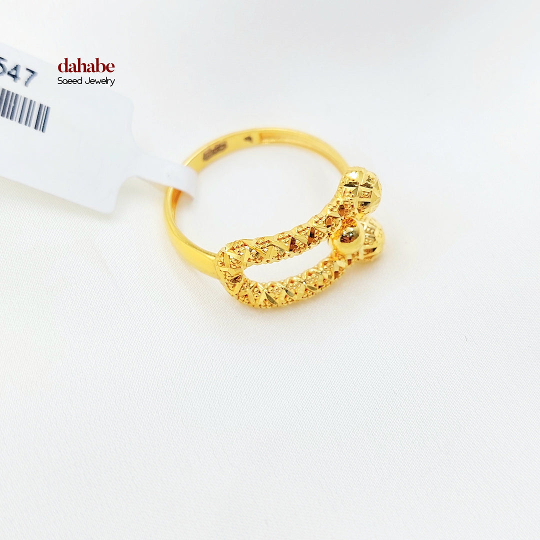 21K Gold Ball-End Textured Ring