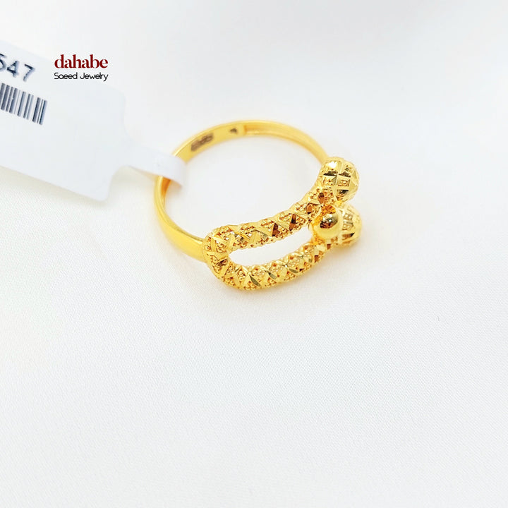21K Gold Ball-End Textured Ring