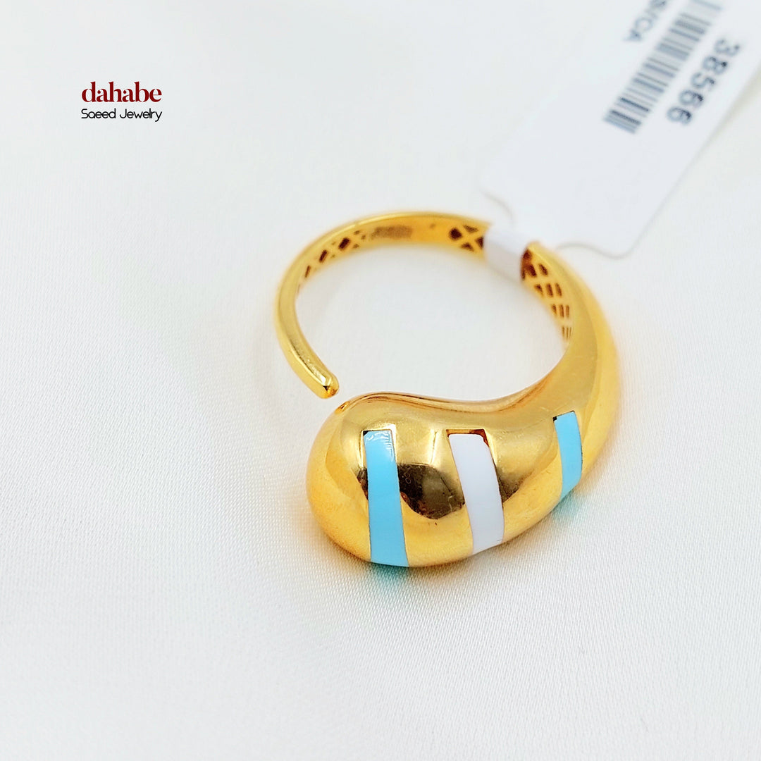21K Gold Blue &amp; White Accent Ring