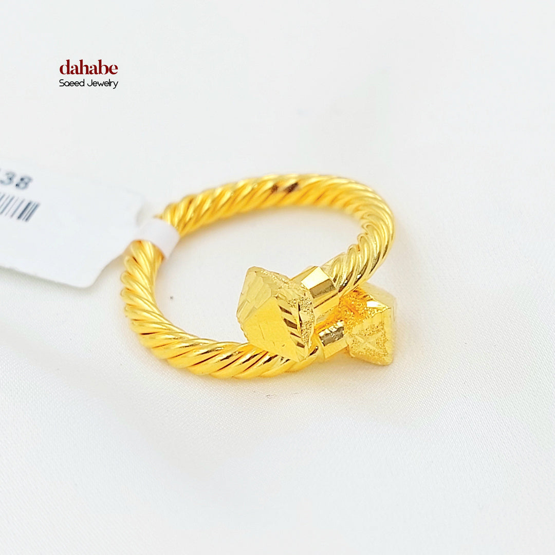 Deluxe Twisted Ring Made of 21K Gold by Saeed Jewelry 