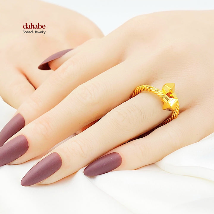 Deluxe Twisted Ring Made of 21K Gold by Saeed Jewelry 