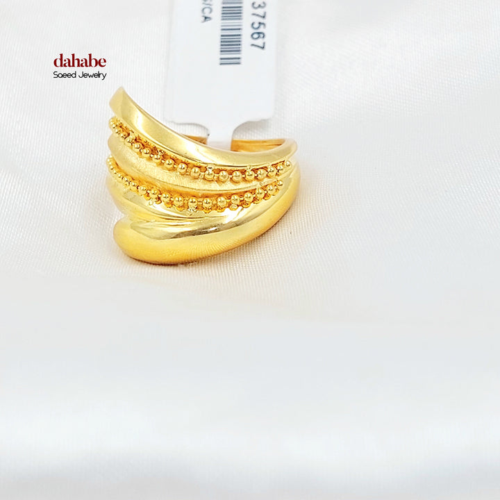 21K خاتم جنزير مرصع-مجوهرات الشيخ سعيد-Saeed Jewelry 