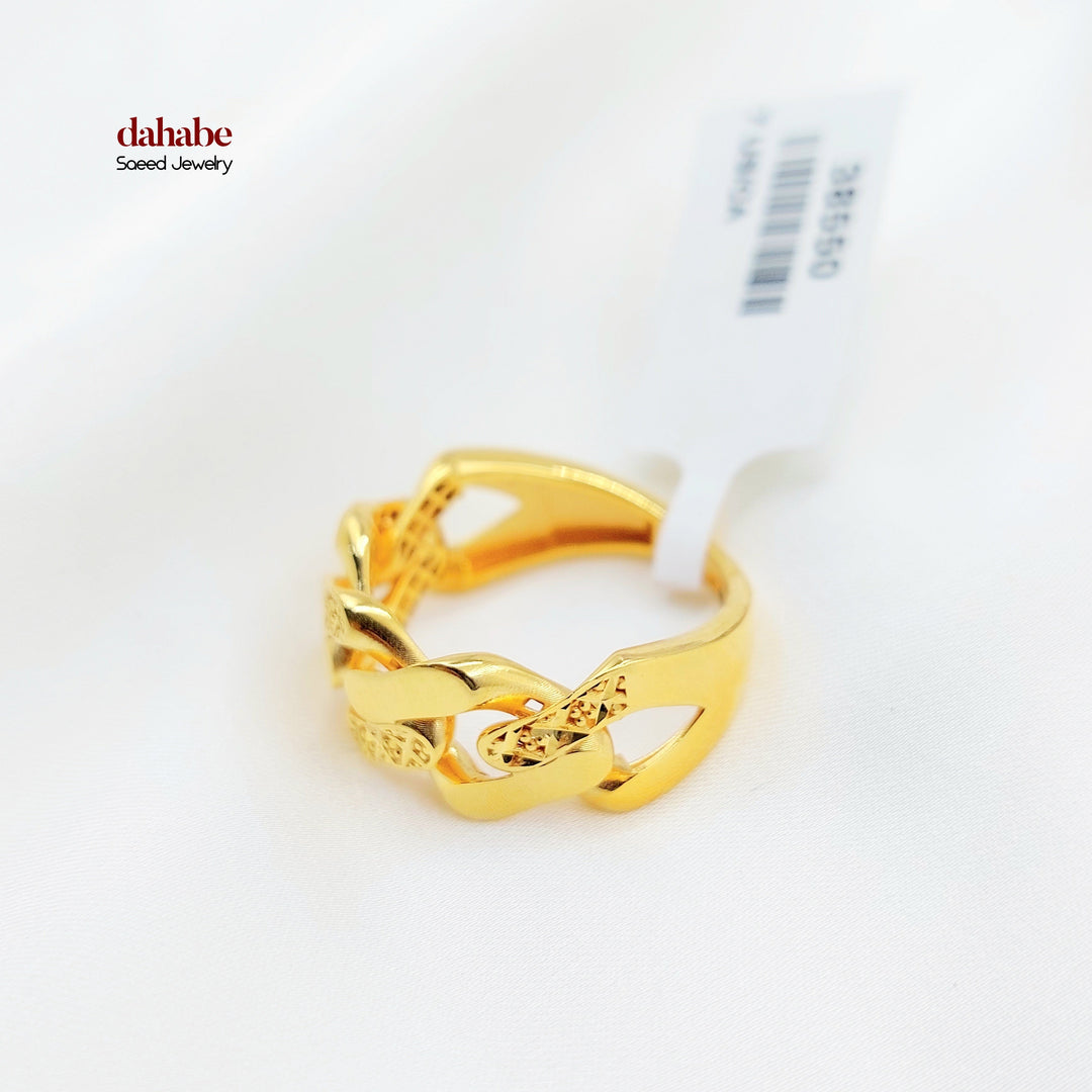21K Gold Cuban Link Ring