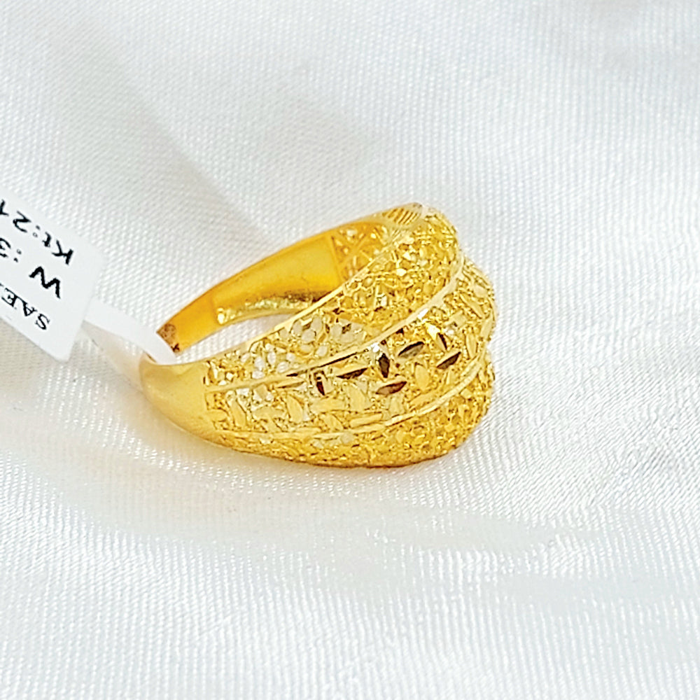 Deluxe Engraved Ring Made of 21K Gold by Saeed Jewelry 
