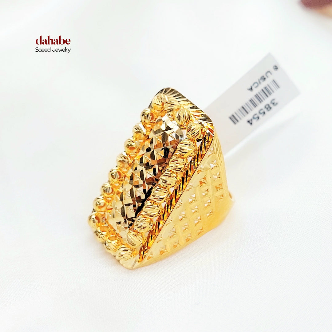21K Gold Textured Statement Ring