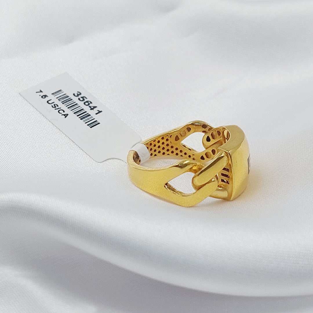 21K خاتم جنزير اكسترا-مجوهرات الشيخ سعيد-Saeed Jewelry 