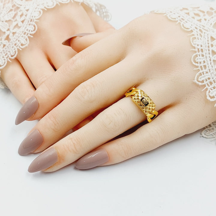 21K خاتم جنزير اكسترا-مجوهرات الشيخ سعيد-Saeed Jewelry 