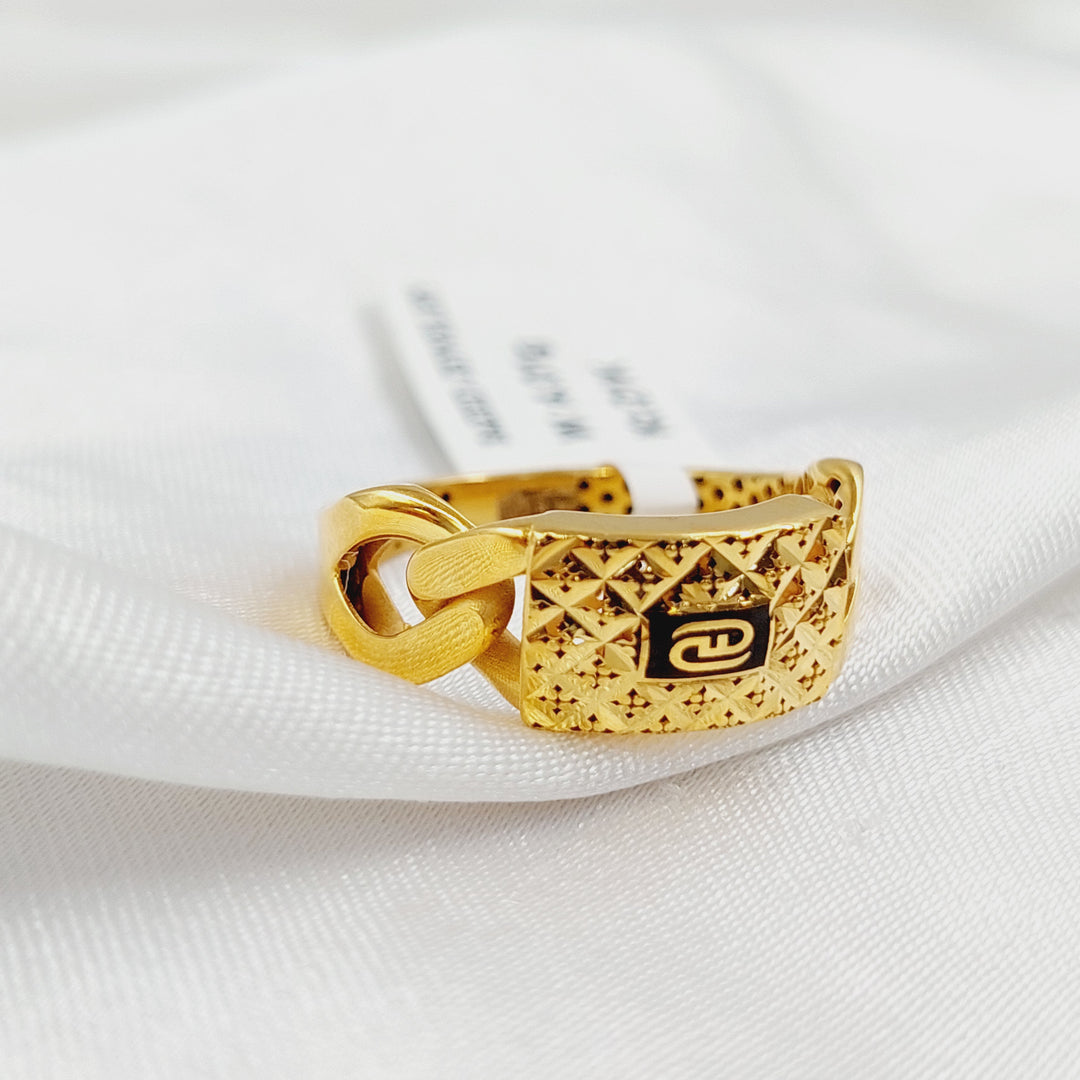 21K خاتم جنزير اكسترا-مجوهرات الشيخ سعيد-Saeed Jewelry 