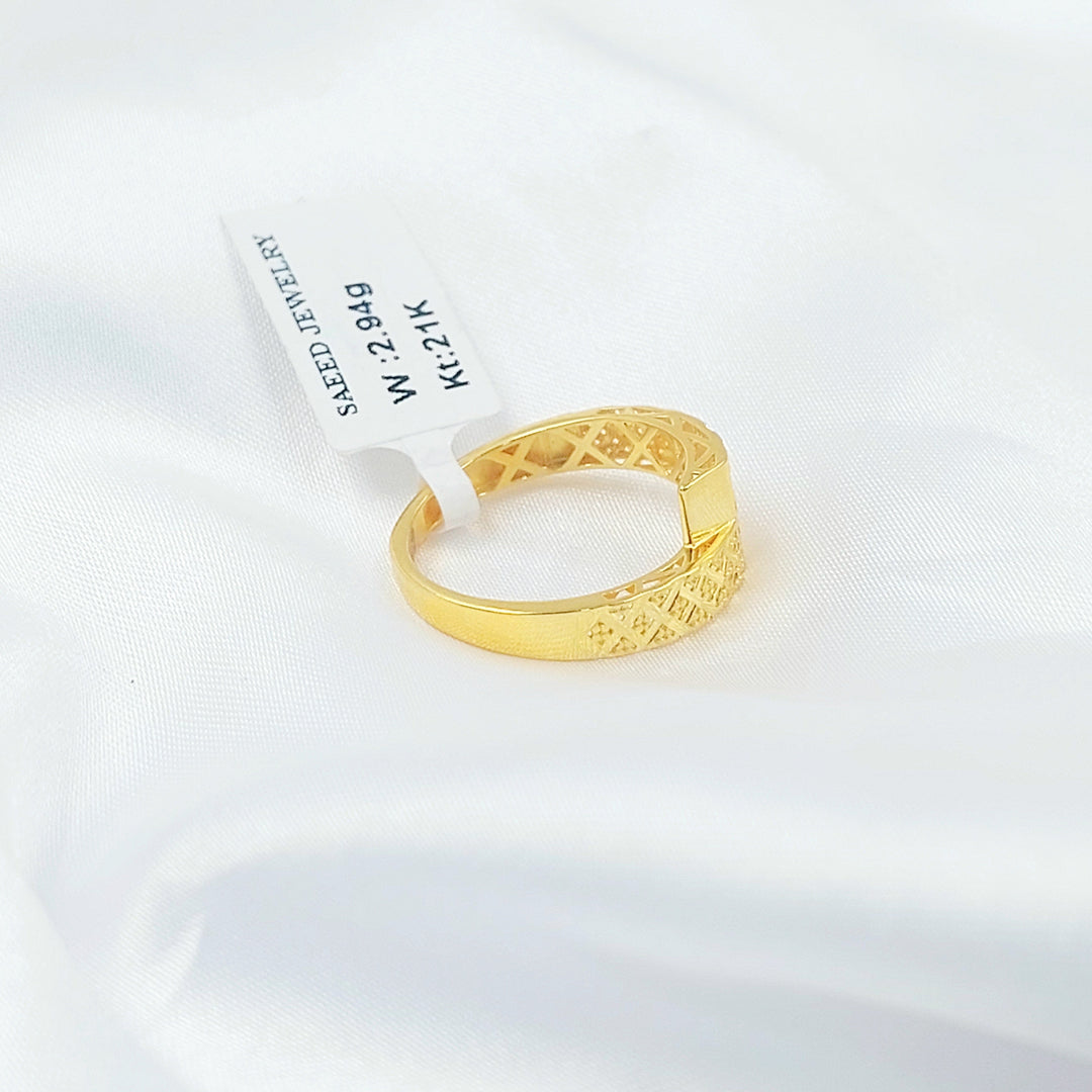 Deluxe Engraved Ring Made of 21K Gold by Saeed Jewelry 