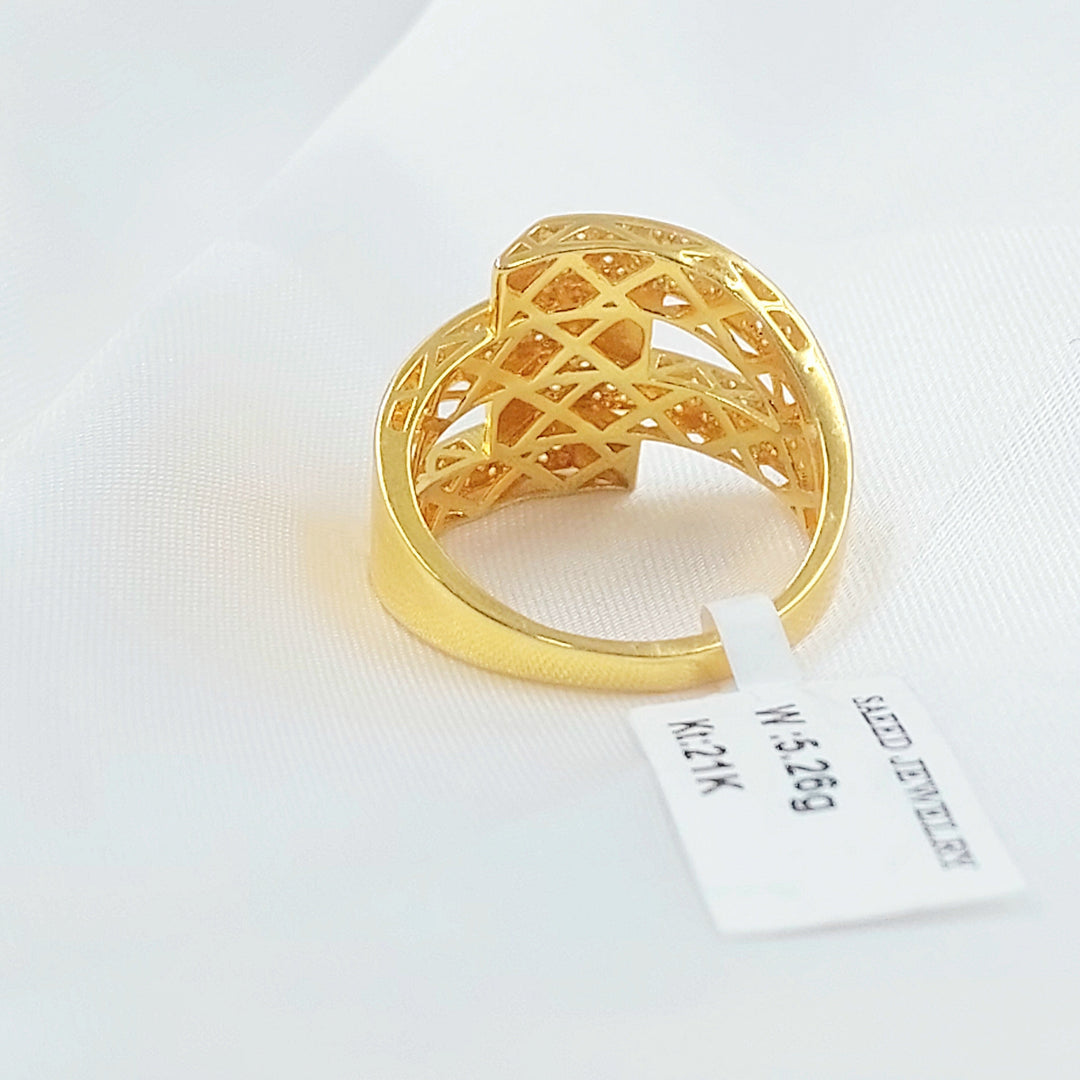 Deluxe Engraved Ring Made of 21K Gold by Saeed Jewelry 