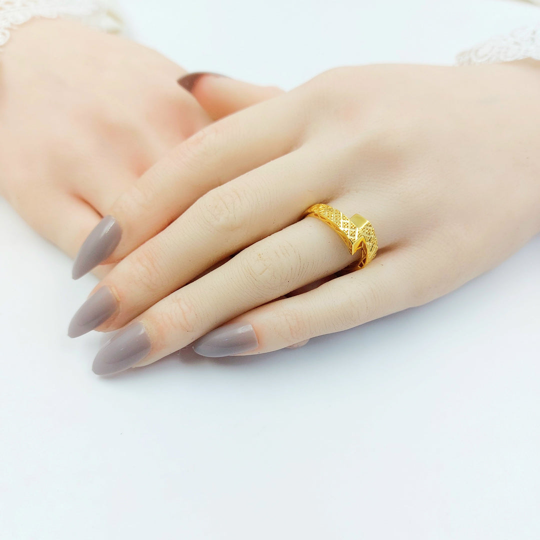 Deluxe Engraved Ring Made of 21K Gold by Saeed Jewelry 