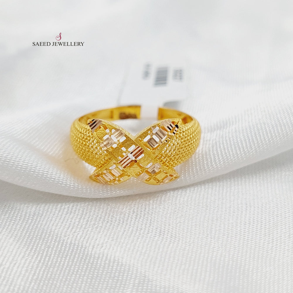 21K Gold Deluxe Engraved Ring by Saeed Jewelry - Image 2