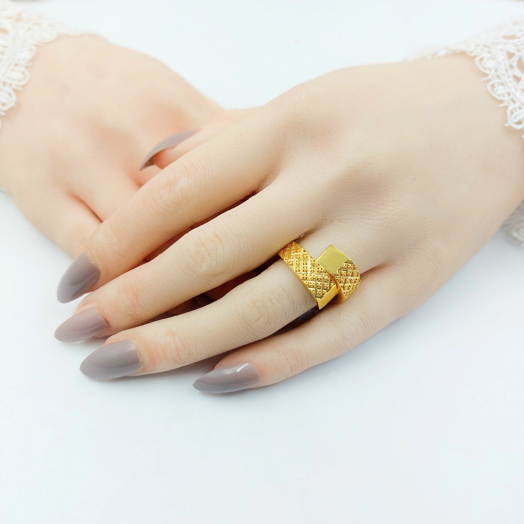Deluxe Engraved Ring Made of 21K Gold by Saeed Jewelry 