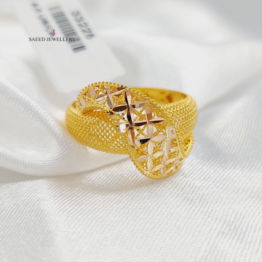 21K Gold Deluxe Engraved Ring by Saeed Jewelry - Image 3