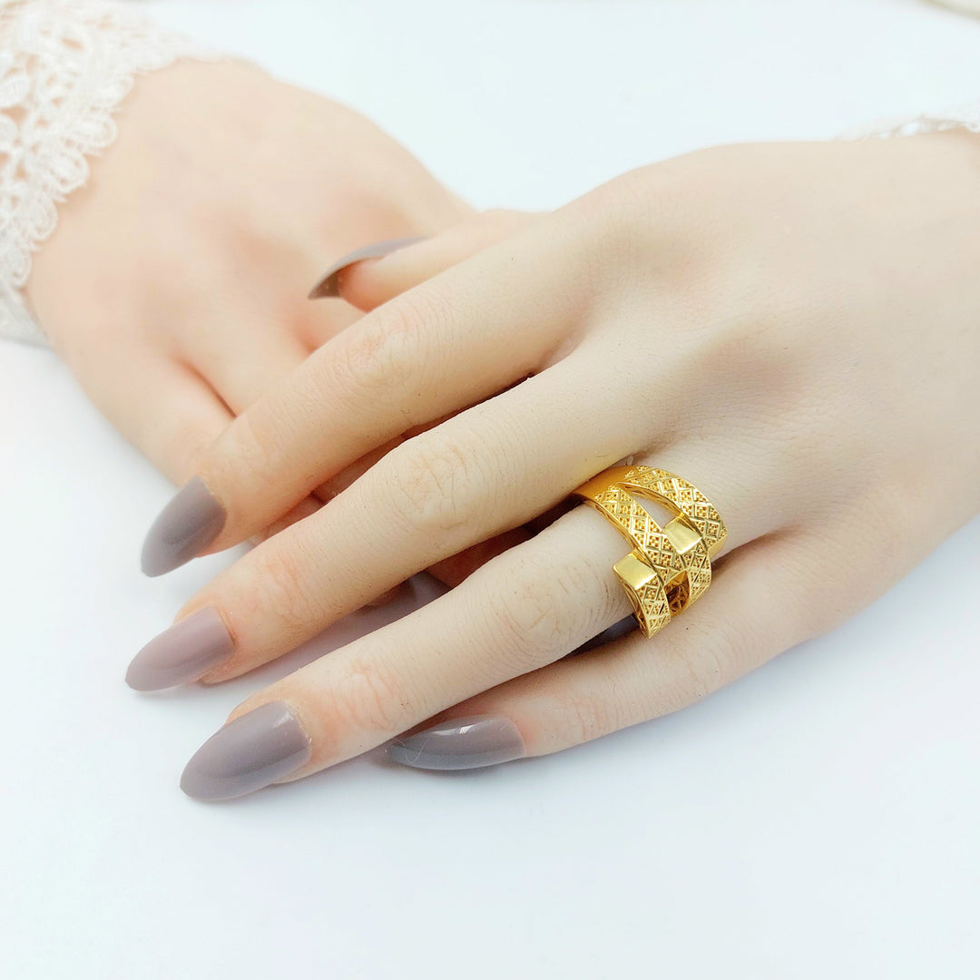 Deluxe Engraved Ring Made of 21K Gold by Saeed Jewelry 