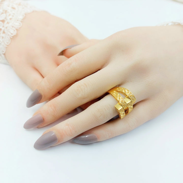 Deluxe Engraved Ring Made of 21K Gold by Saeed Jewelry 