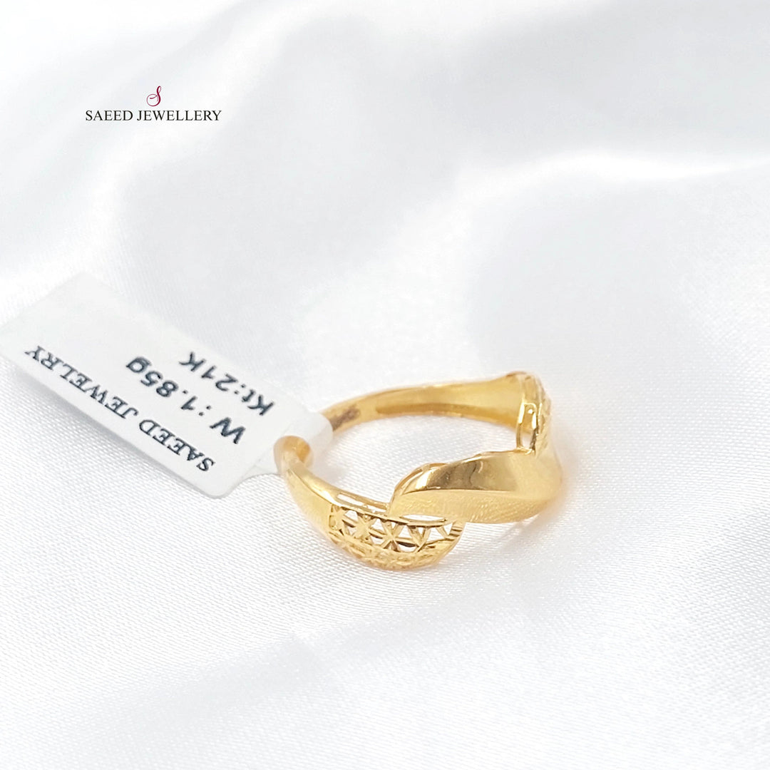 Deluxe Engraved Ring Made of 21K Gold by Saeed Jewelry 