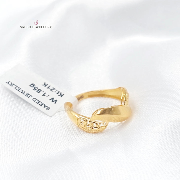 Deluxe Engraved Ring Made of 21K Gold by Saeed Jewelry 