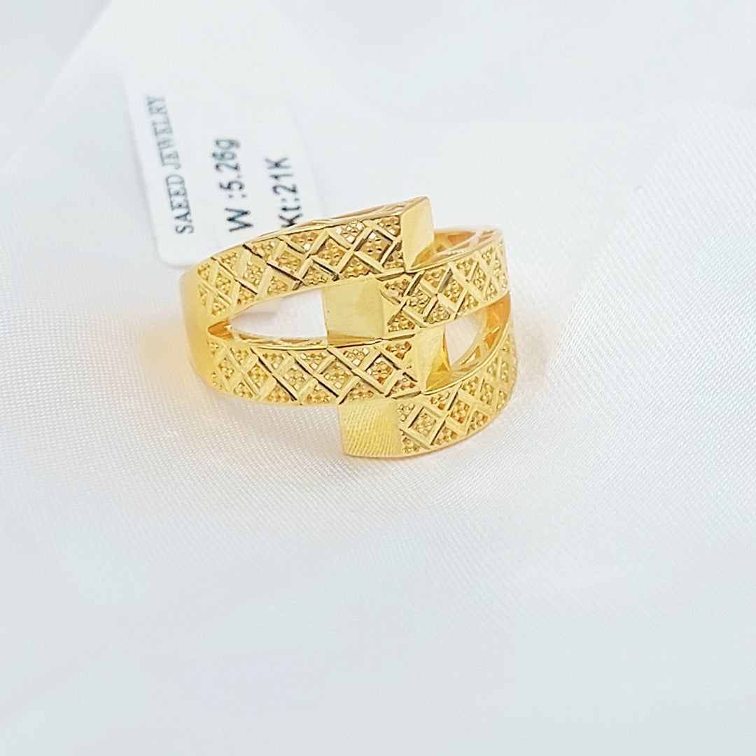 Deluxe Engraved Ring Made of 21K Gold by Saeed Jewelry 