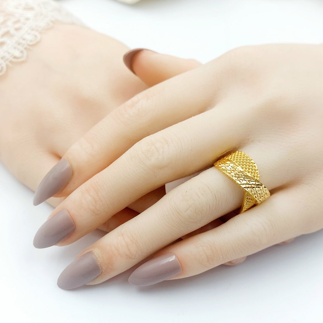 21K خاتم نقش اكسترا-مجوهرات الشيخ سعيد-Saeed Jewelry 