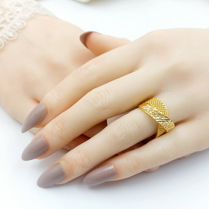 21K خاتم نقش اكسترا-مجوهرات الشيخ سعيد-Saeed Jewelry 