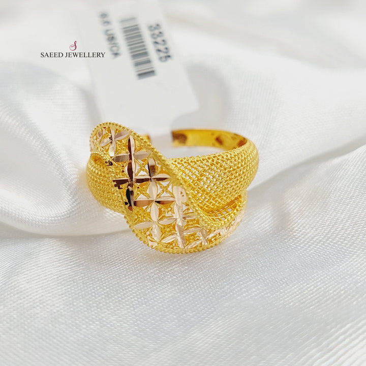 21K Gold Deluxe Engraved Ring by Saeed Jewelry - Image 2